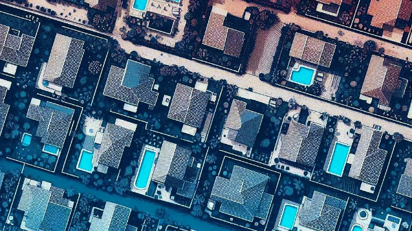 houses with pools illustration